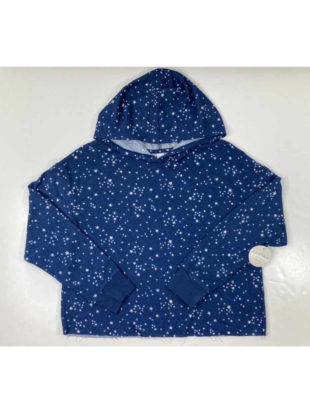 Arizona Body Sleepwear Womens Blue White Star Hoodie Size Large